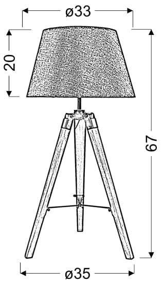Lampada da tavolo Candellux Lugano treppiede legno E27