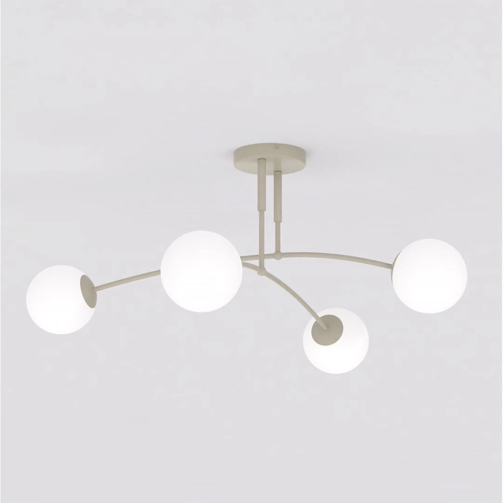 Lampada a sospensione PREGOS in acciaio beige e vetro opalino