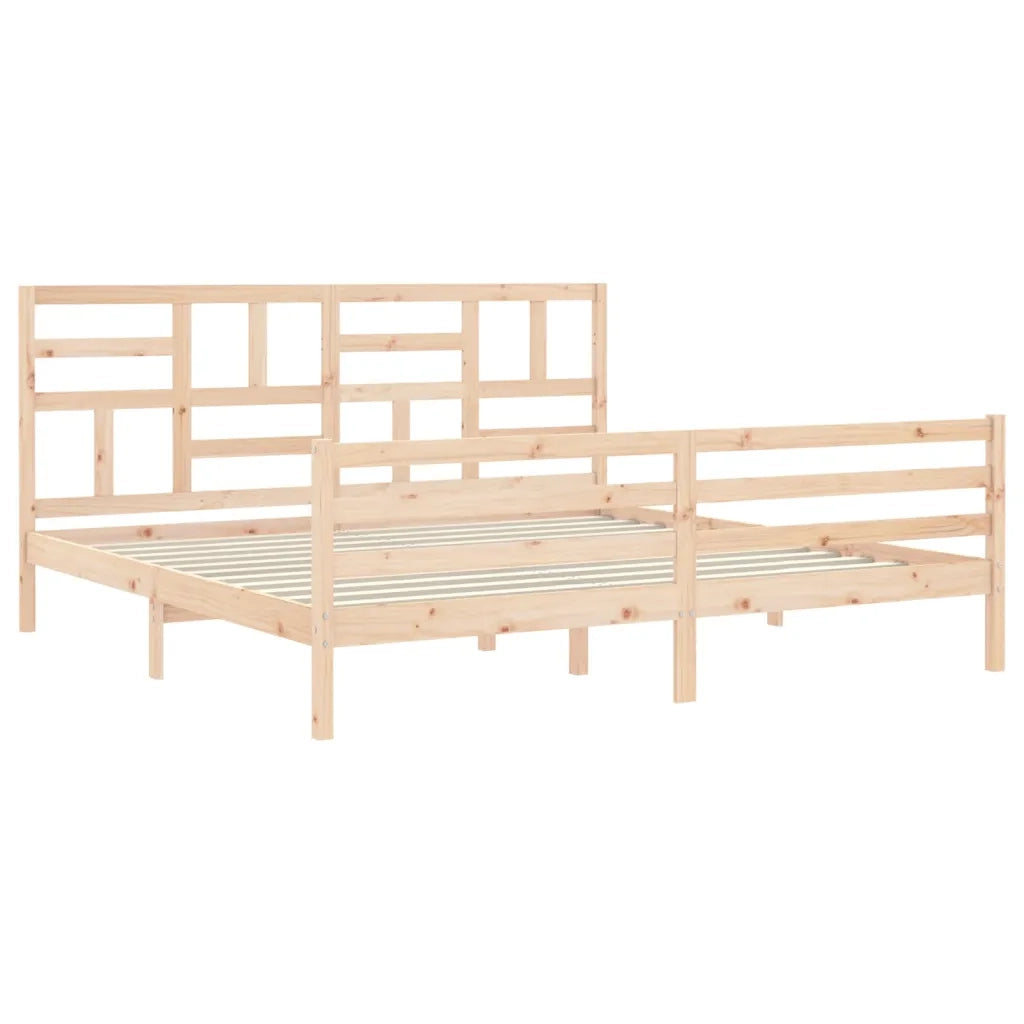 Giroletto con Testiera-Struttura Letto con testiera 200x200 cm in Legno Massello 573066