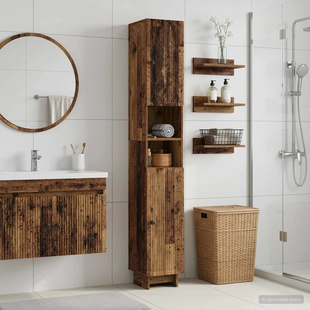 Armadio da Bagno con Ripiano Aperto EDE Legno antico 895943