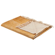 Coperta in cotone giallo e beige, 130 x 180 cm, copriletto, motivo africano, frange, camera da letto, soggiorno