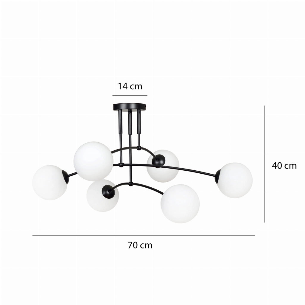 Lampadario Emibig Pregos bianco vetro 6xE14 70cm IP20