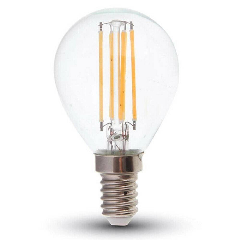 Trade Shop - Lampadina Led G45 A Filamento E14 Sfera Luce Naturale Fredda Calda 4 W G45-t - -bianco Caldo      -