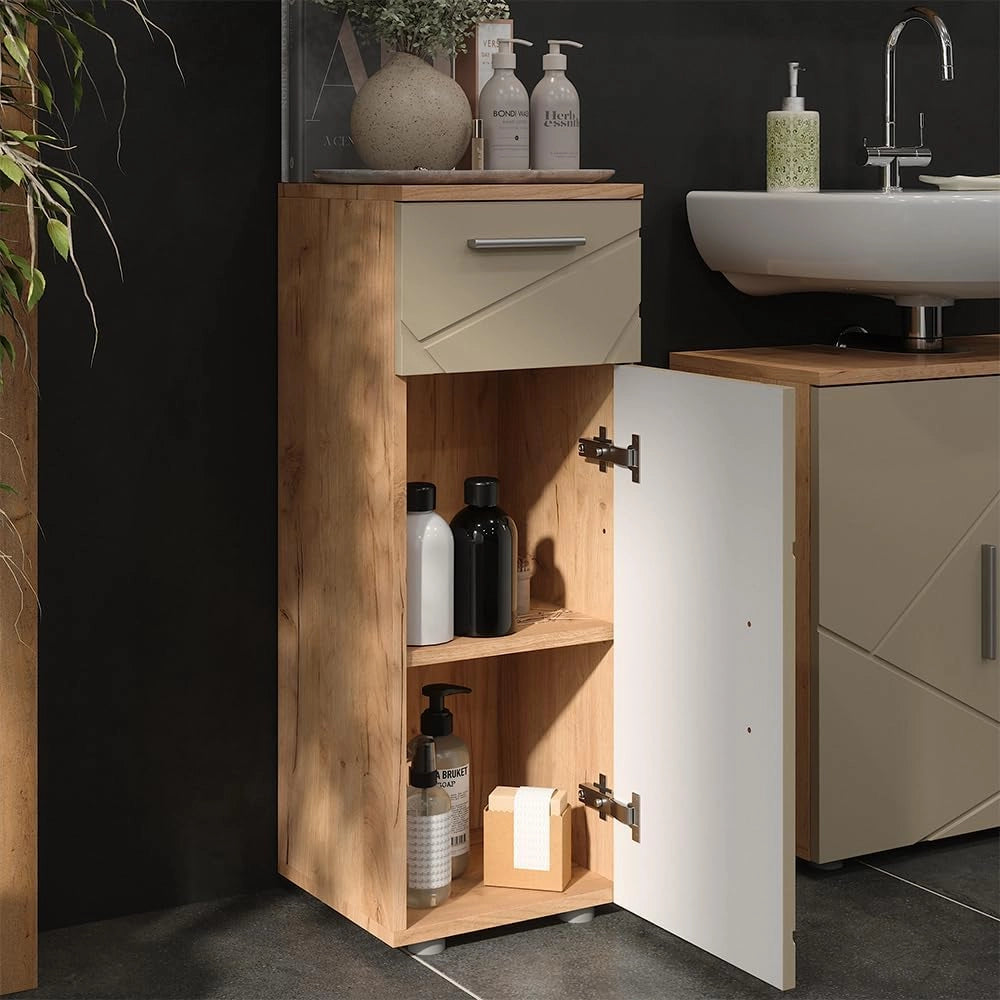 mobiletto bagno Irma, Quercia dorata, 30 x 81 cm