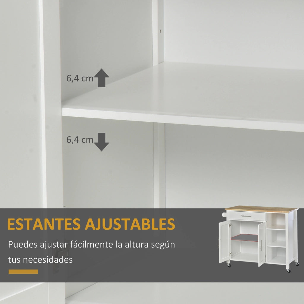Tavolo da Cucina con Ruote e Cassetto ¨C zephmum ¨C Bianco 107.5x48x89 cm