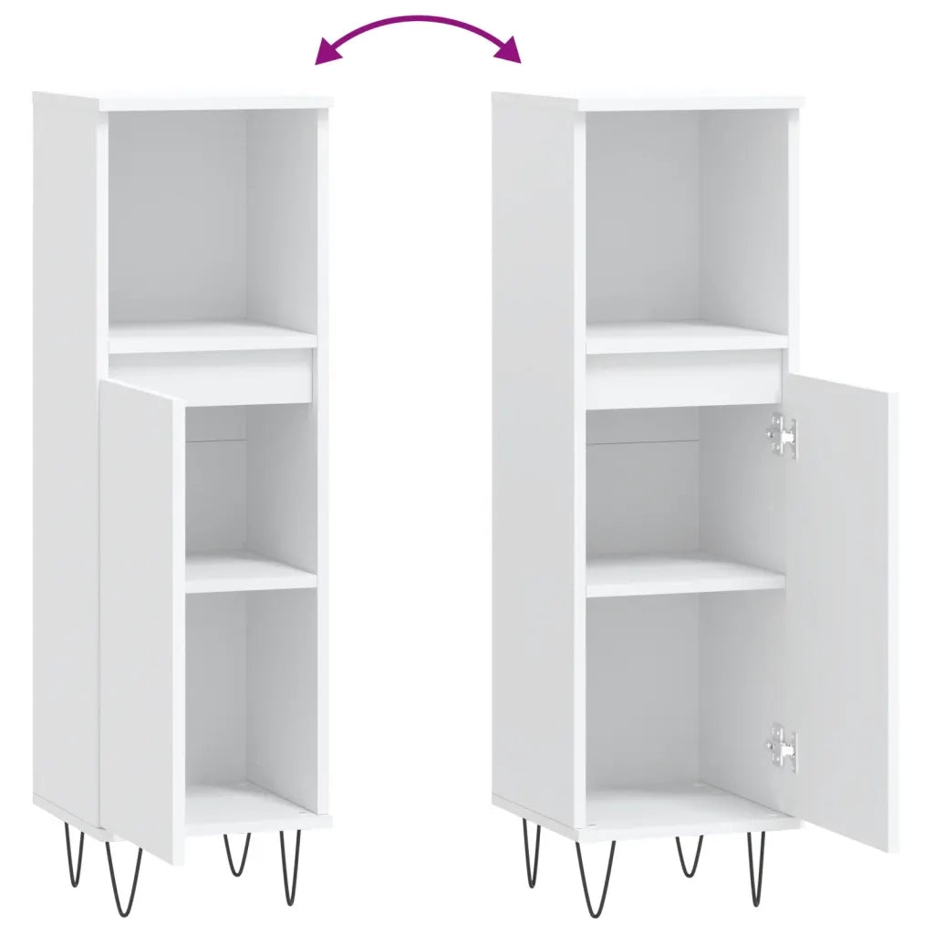 Armadietto da Bagno | Armadio da bagno Bianco 30x30x100 cm in Legno Multistrato
