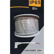 Trade Shop - Striscia Led 3535 220v 12w/mt 120led/mt 100 Mt 8mm Vari Colori Di Luce 3535-120d - -blu      -