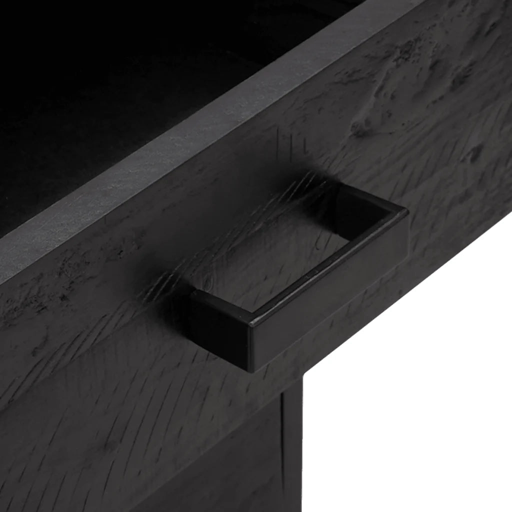 Comodino Nero 36x30x54 cm Legno Massello di Pino Riciclato cod mxl 30674