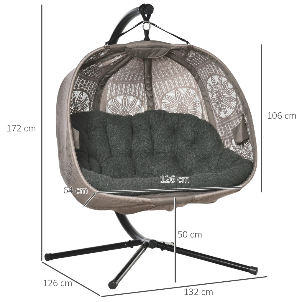 POLTRONA SOSPESA 2 POSTI 132x126x172 cm Sabbia con cuscino
