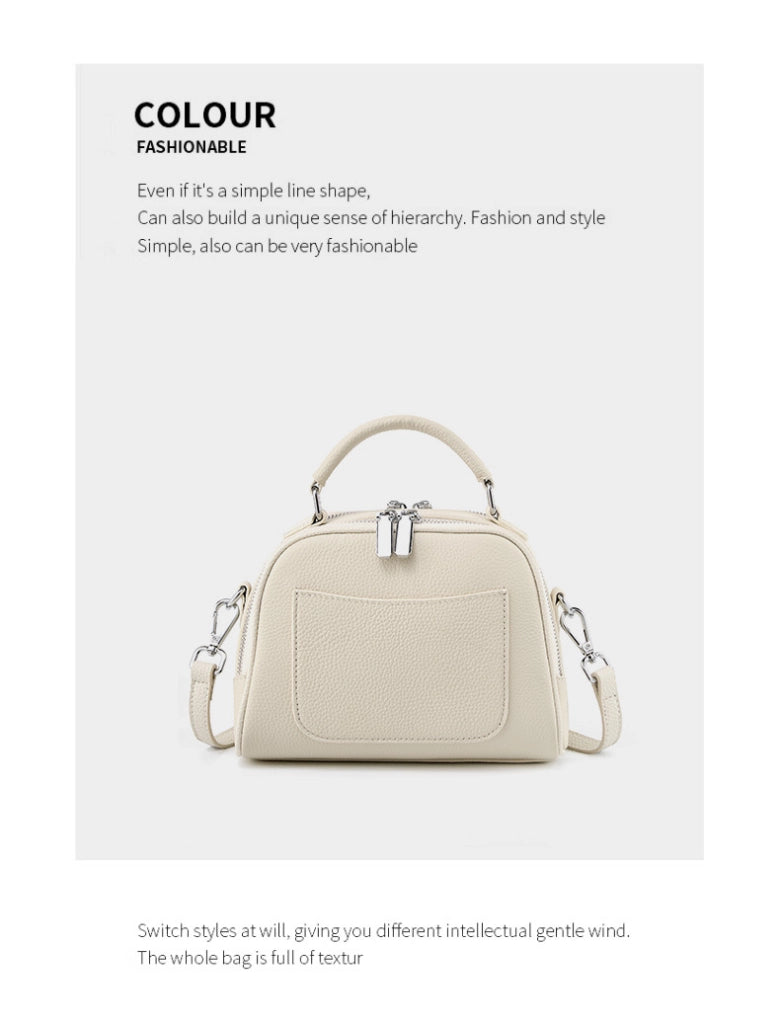 Borsa a tracolla piccola in vera pelle da donna, borsa a mano alla moda, colore bianco