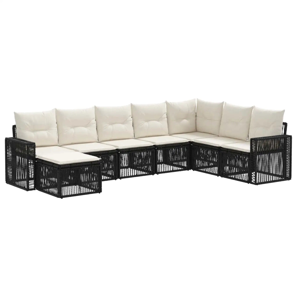 Set Divano da Giardino 8 pcs Nero e Bianco Crema polyrattan 3435214