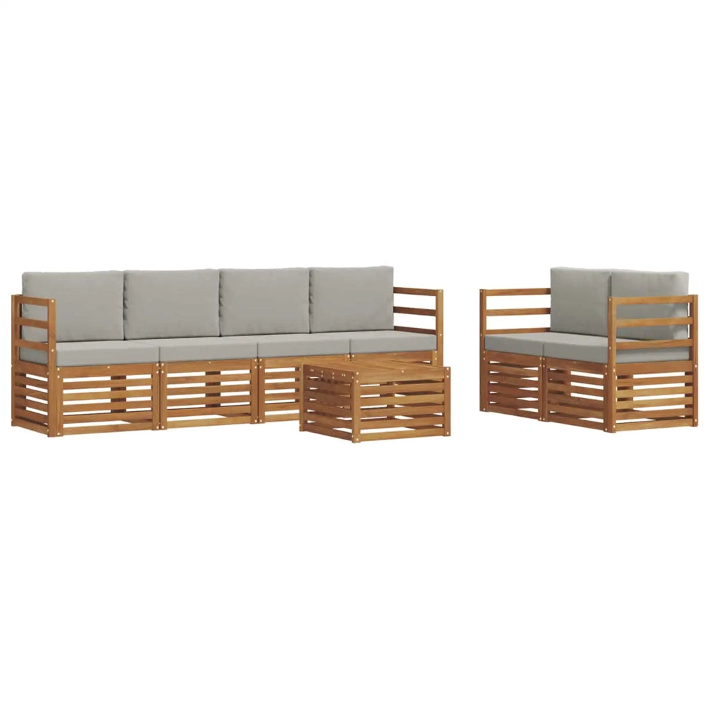 Set di divani da esterno 7 pcs Grigio Naturale e Chiaro