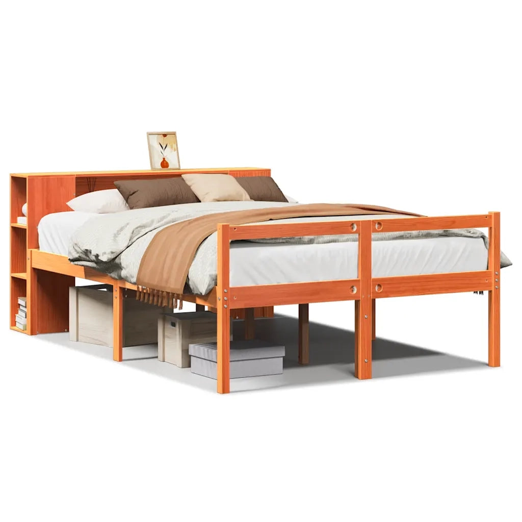 vidaXL Letto Libreria senza Materasso Marrone Cera 150x200 cm Legno