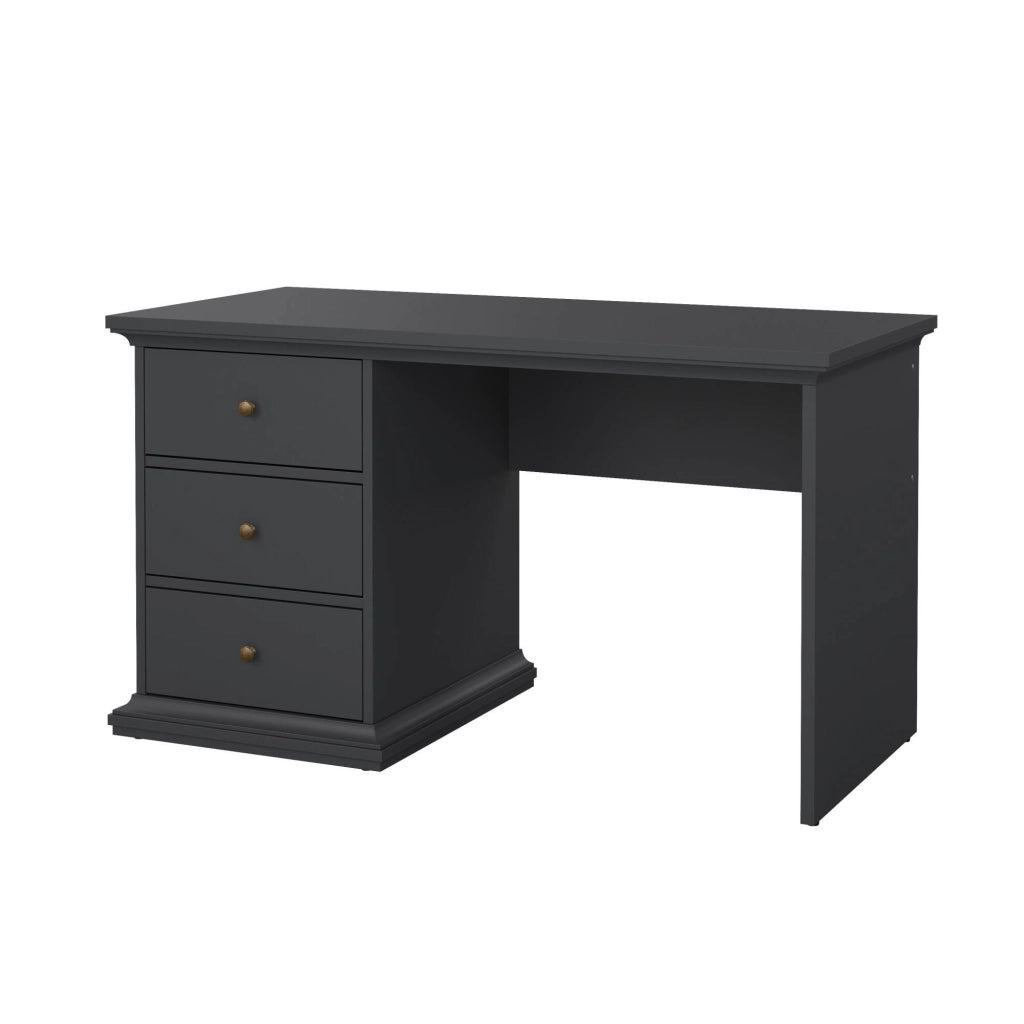 Scrivania Agia, Scrittoio multiuso, Tavolo per ufficio porta PC, Piano di lavoro, 130x62 h74 cm, Grigio