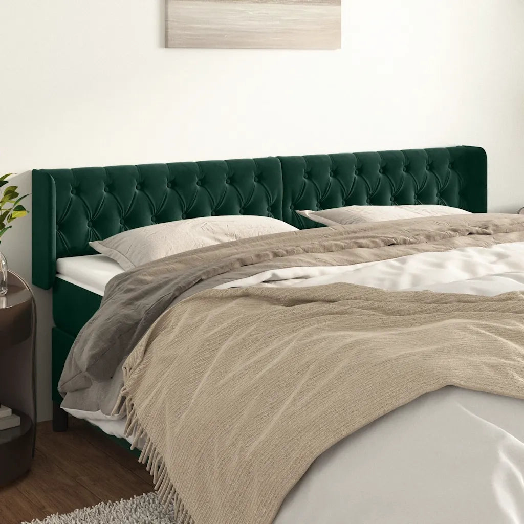 Testiera ad Orecchio Verde Scuro 183x16x78/88 cm in Vellutocod mxl 121626
