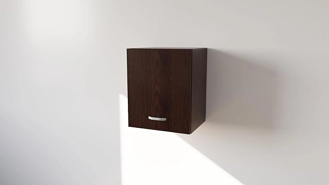 Pensile Cucina  in Legno Nobilitato Wengè Mobile Alto con 1 Anta, Pensile Componibile Moderno Made in Italy (H48XL40XP33cm)