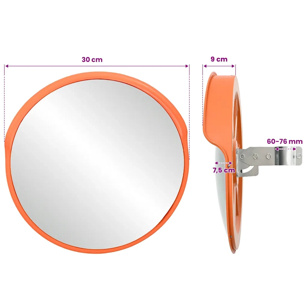Specchio stradale convesso per esterni arancione ?30 cm in policarbonato