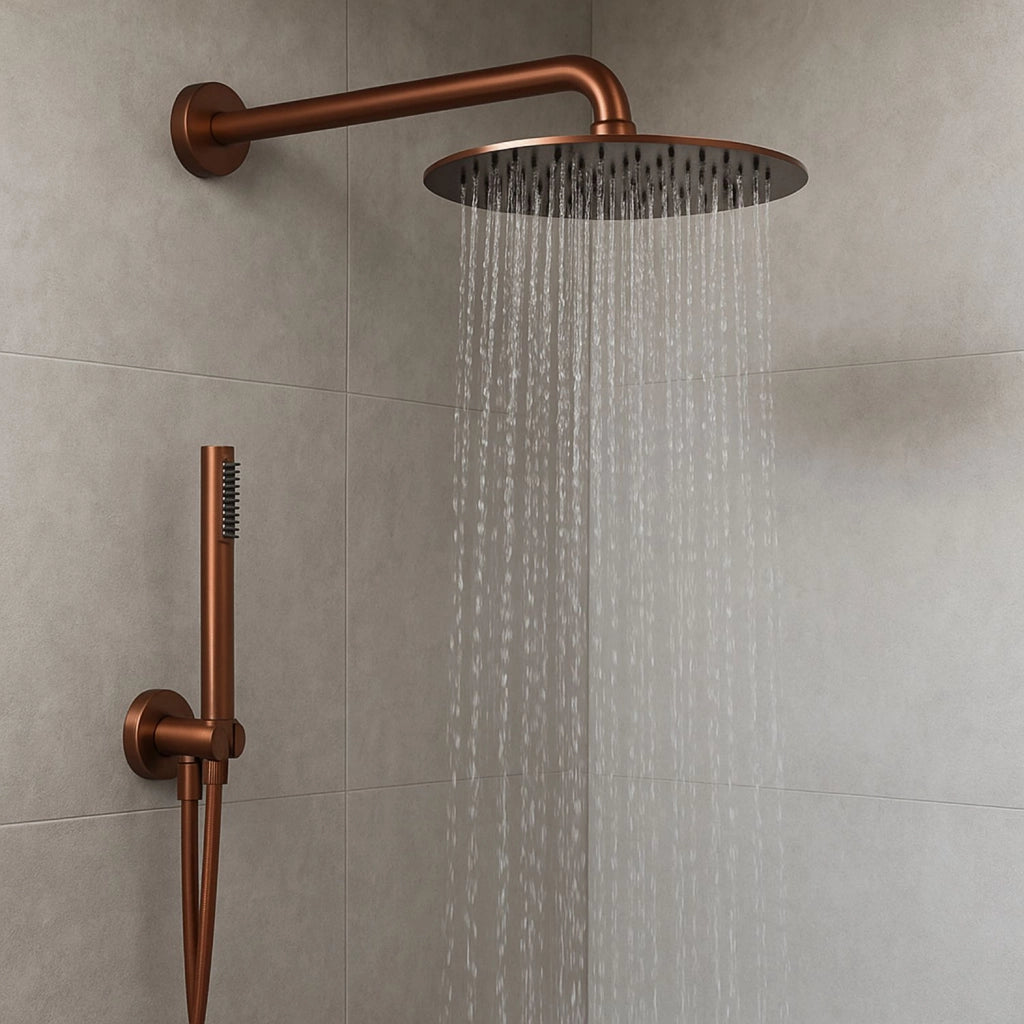 Set per doccia soffione tondo in acciaio inox 250 millimetri *** finitura- oro rosa, confezione 1