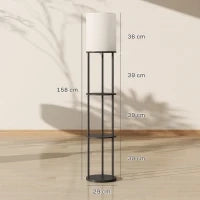 Lampada da Terra con Ripiani e Telecomando, 3 Temperature di Colore, Nero