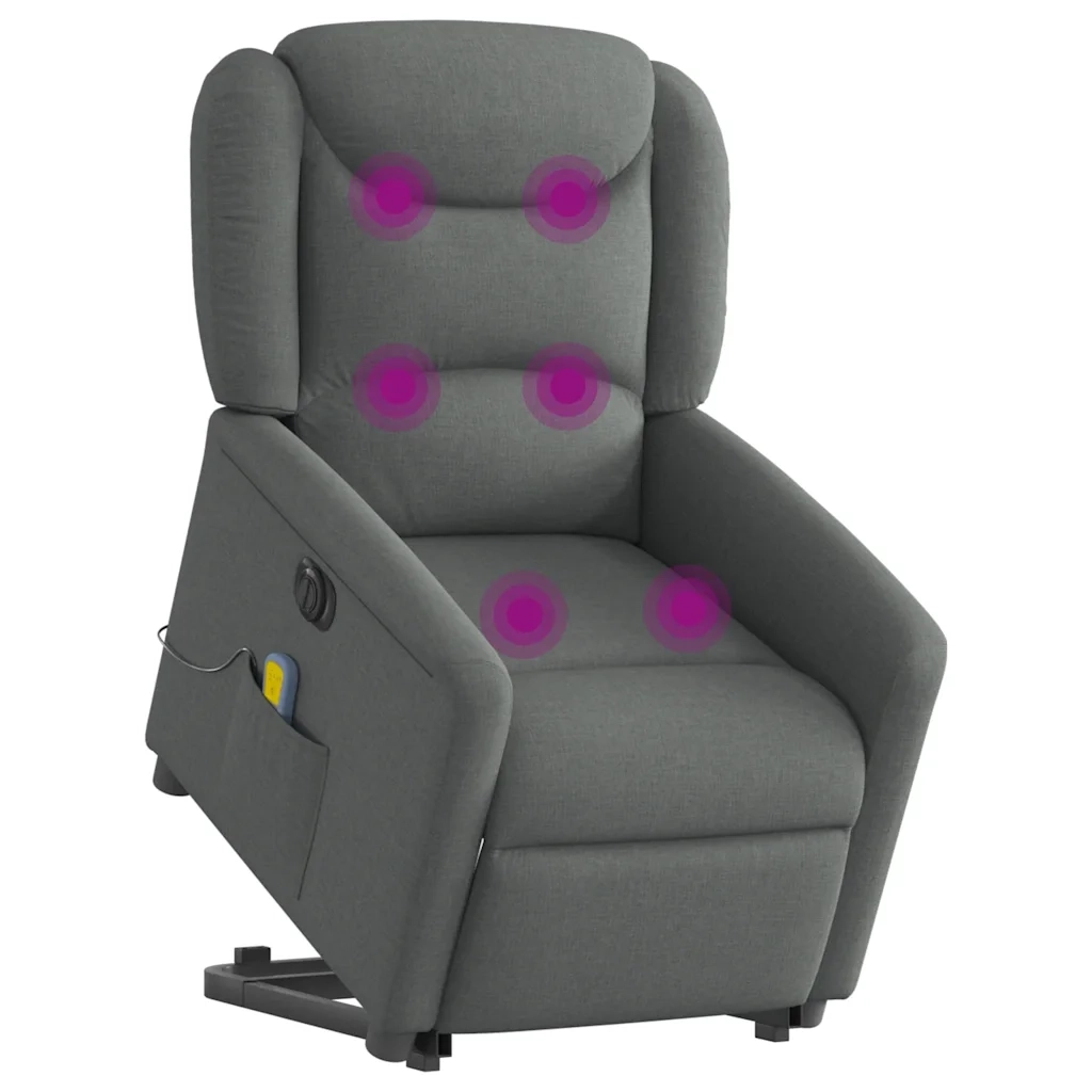 Poltrona Alzapersona Massaggi Elettrica Grigio Scuro Tessuto 3303225