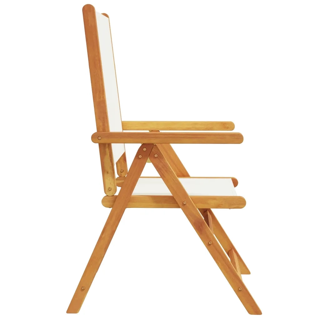 Sedie da Giardino Reclinabili 6pz Bianco Crema Tessuto e Legno 3214539