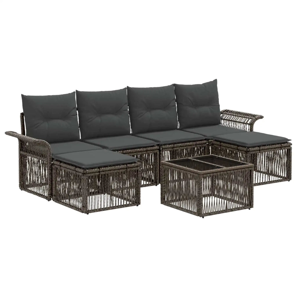 Set Divano da Giardino 7 pcs Grigio polyrattan 3434912