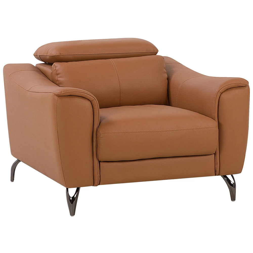 Poltrona in pelle marrone 98L x 104W x 93H poggiatesta regolabile retrò