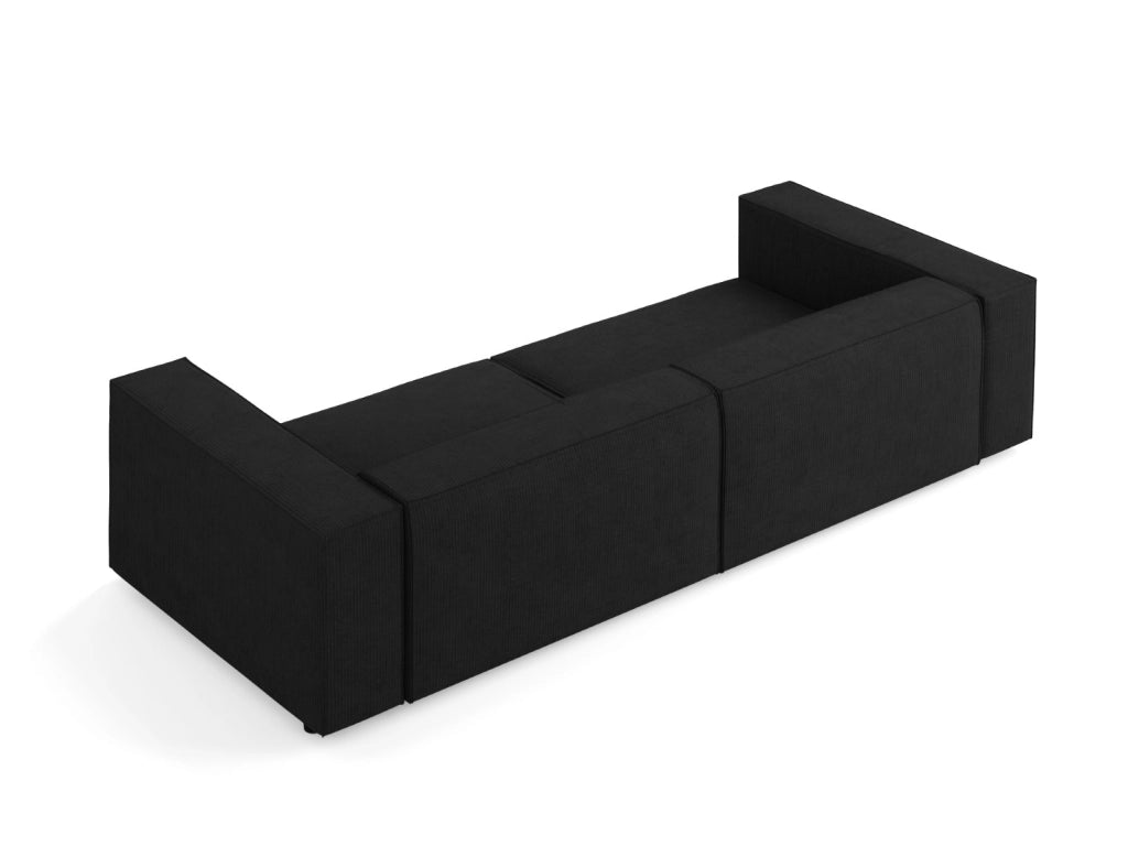 Cosmopolitan Design - Divano "Arendal" 4 posti in ciniglia con effetto a coste nero 