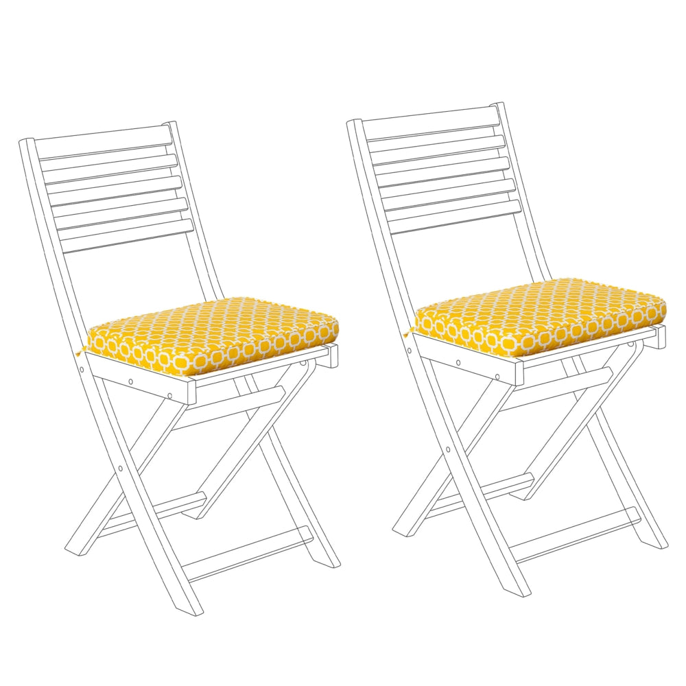 Set di 2 cuscini per sedili da esterno giallo con motivo geometrico legato con corde resistenti ai raggi UV