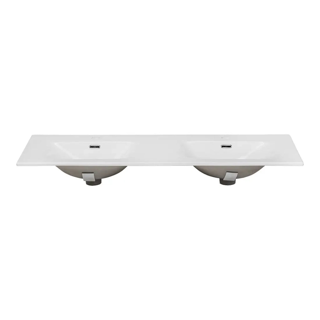 Lavabo da incasso ESSEN 120 cm doppio lavabo ceramica bianco lucido