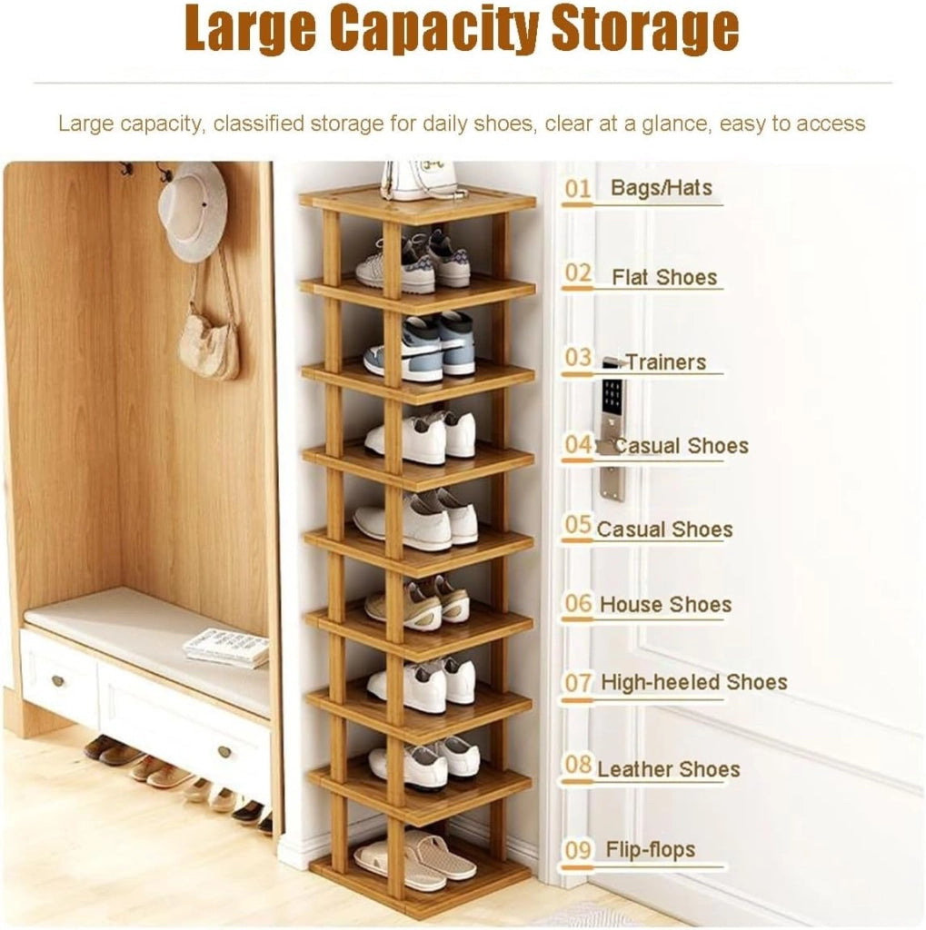 scarpiera Scarpiera in bambù, scarpiera per spazi ristretti, ripiani per scarpe verticali, organizer per scarpe impilabile, per corridoio, camera da letto, ingresso, guardaroba, volume elevato, f