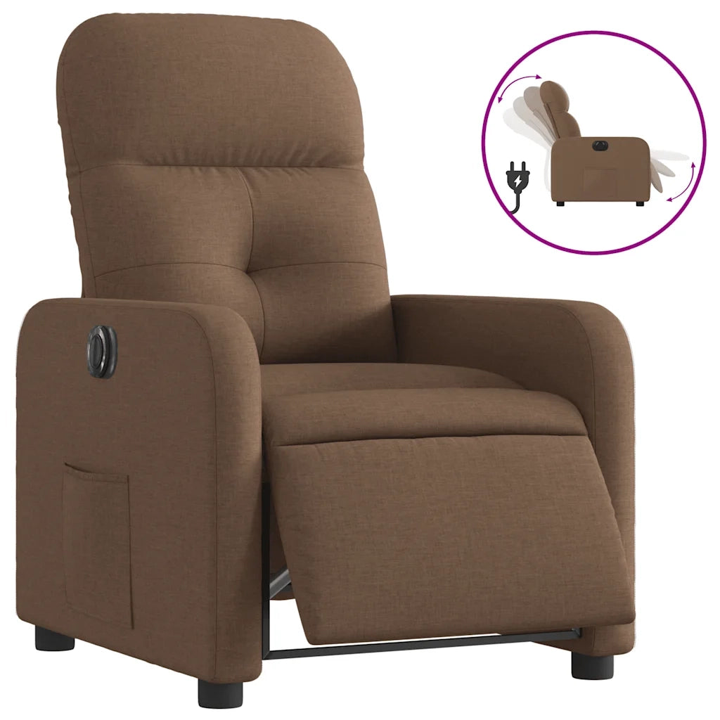 Poltrona Elettrica Reclinabile Marrone in Tessuto 3206781