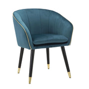 Poltrona Paris ottanio e gold in tessuto con gambe dorate – 62 x 58 x H 78 cm