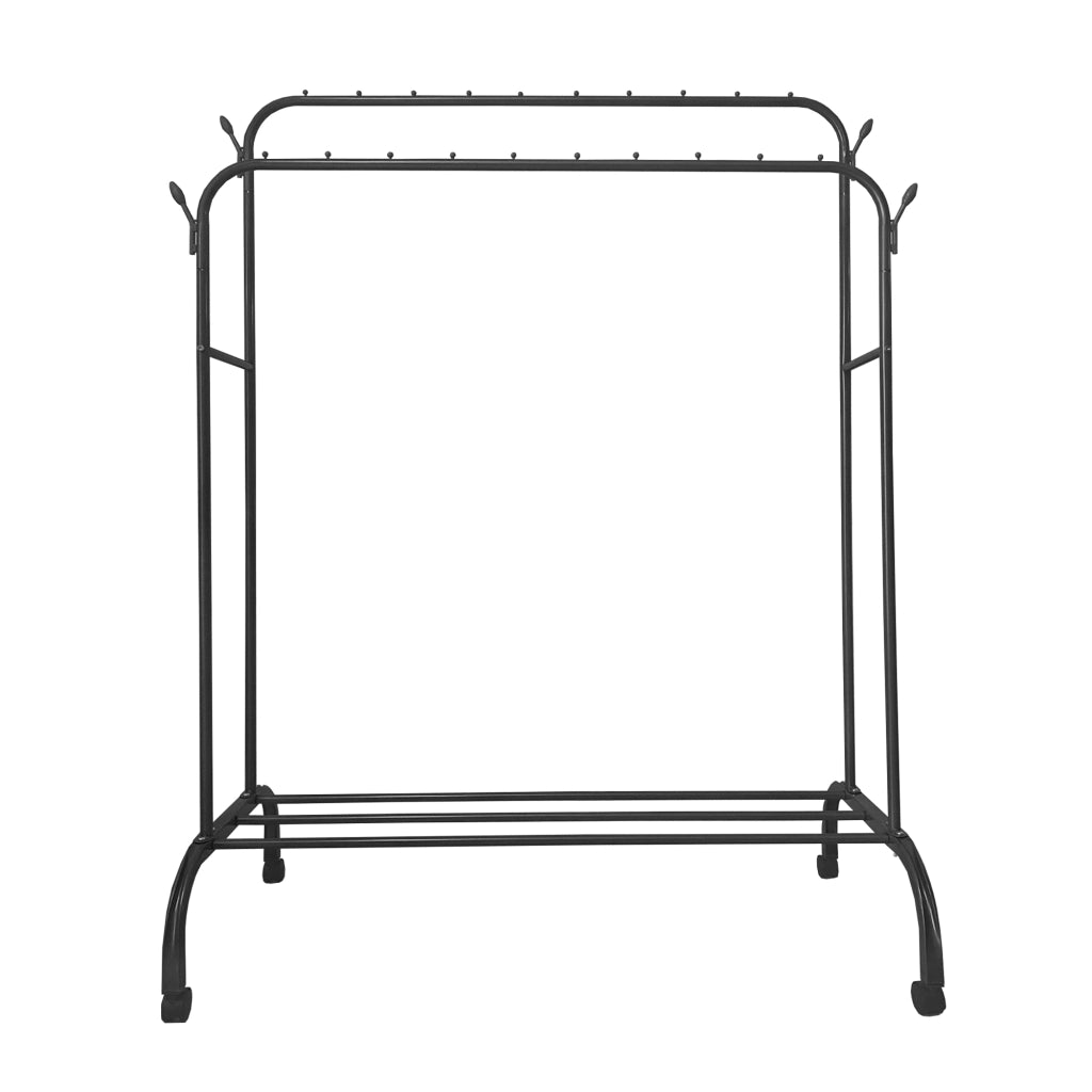 Appendiabiti Donkey Premium Maxi a 1 supporto Nyana Home 152x110x56 cm, 2 barre appendiabiti, 4 ganci laterali, 1 ripiano inferiore Nero.
