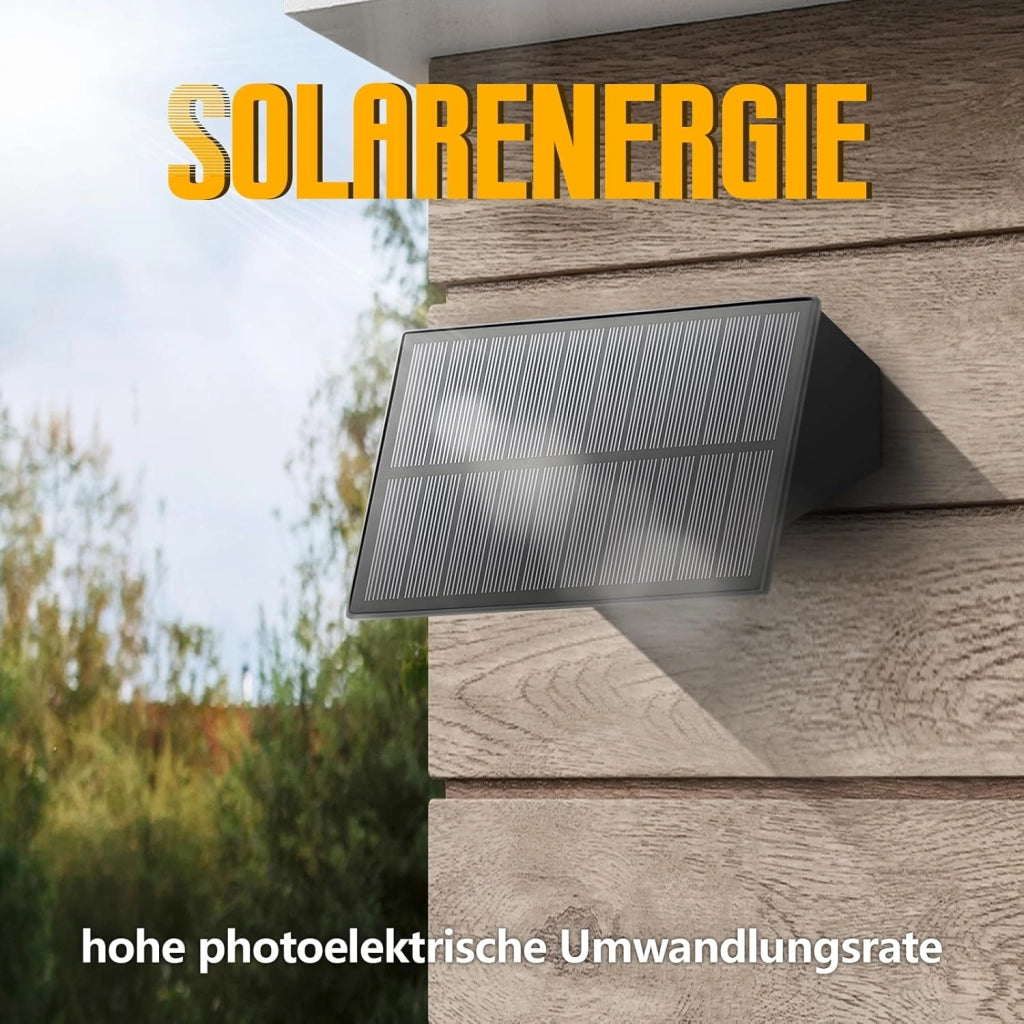 ZMH Lampada da Parete Solare Esterna Luce Calda Alto e Basso 2 Pezzi per Recinzione Giardino Balcone Terrazza