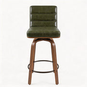 Sgabello da bar girevole - con schienale ergonomico e poggiapiedi - in metallo e legno - verde