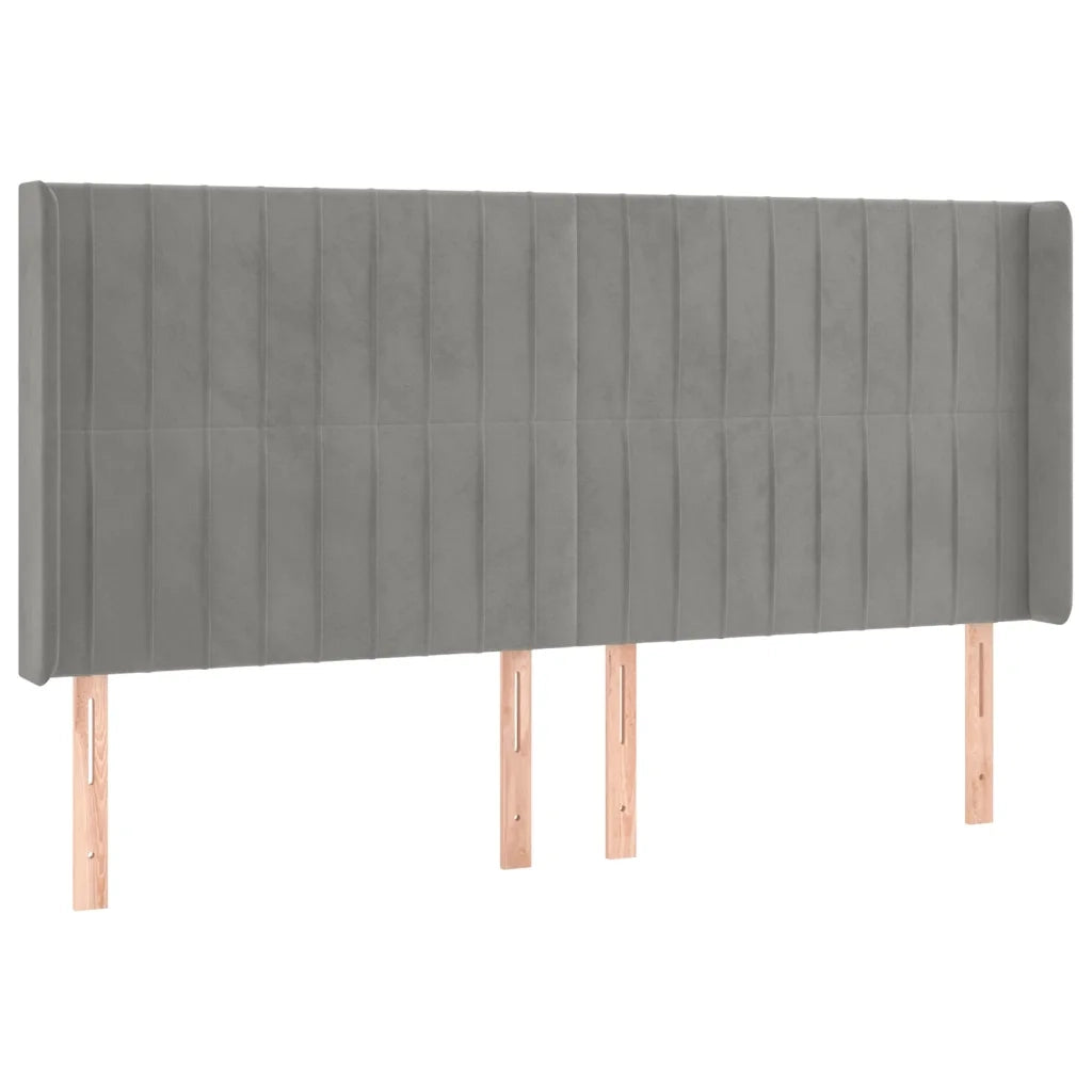 Letto a Molle Materasso e LED Grigio Chiaro 160x200 cm Velluto 3139691