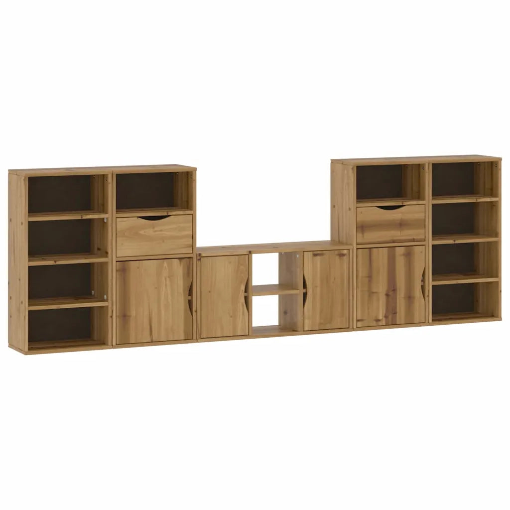 Mobile TV 5 pz con Contenitore ODDA in Legno Massello di Pino 3365370