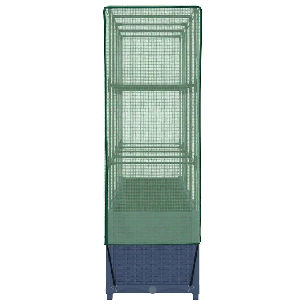 Fioriere | Cassetta per fiori | Letto rialzato con copertura per serra effetto rattan 160x40x138 cm