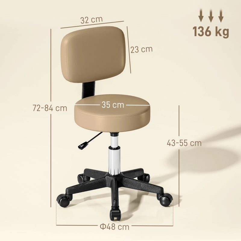 Chaise de bureau girevole con schienale ergonomico e altezza regolabile 5 rotelle in ecopelle marrone per salone