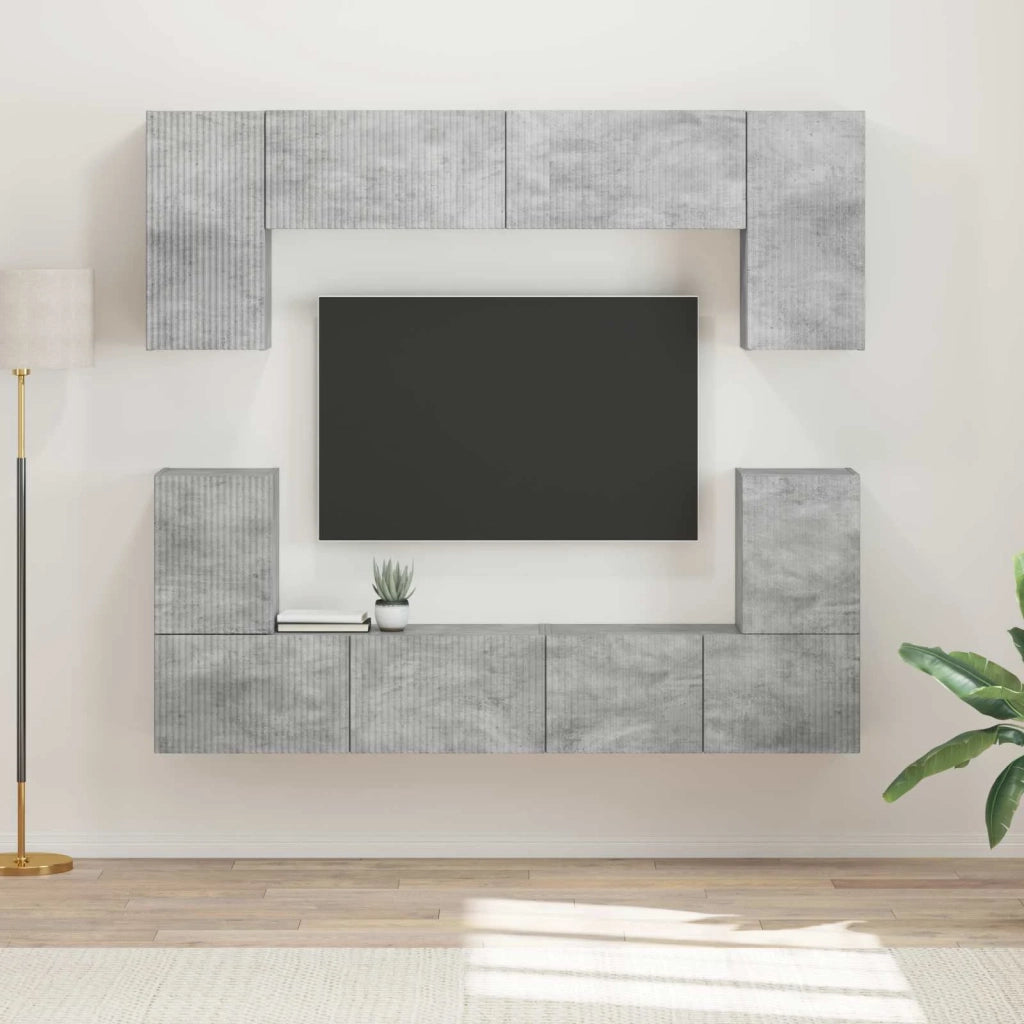 Set mobile TV 5 pcs Grigio cemento Legno multistrato