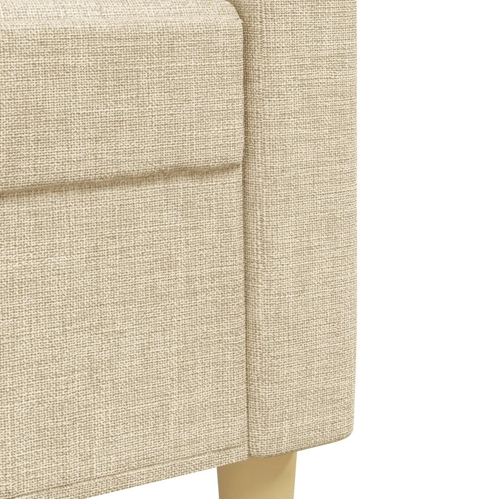 Set Divani 4 pz con Poggiapiedi e Cuscini Crema Tessuto