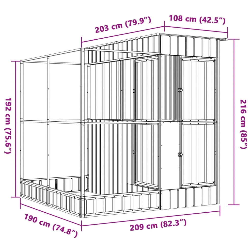 Voliera a gabbia con estensione in argento 209 x 203 x 216 cm acciaio argento 02_0045651