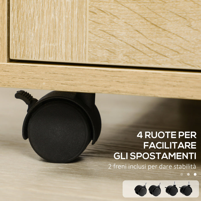 Cassettiera Portadocumenti da Ufficio 39x42x56 cm in Truciolato Legno Naturale