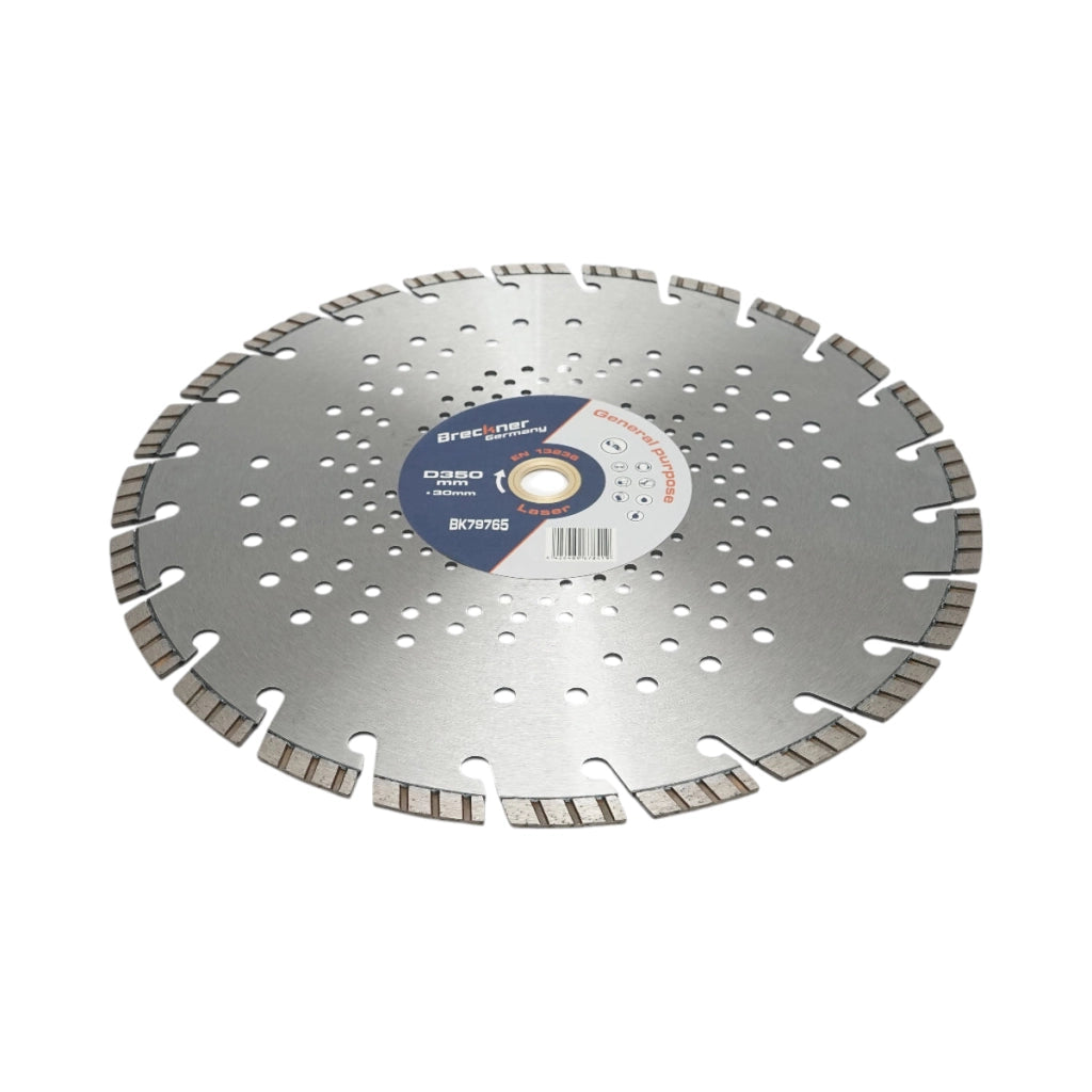Disco diamantato turbo segmentato 350x30mm, segmento 10mm per cemento armato, pavimentazioni, archi, pietra dura Breckner Germany
