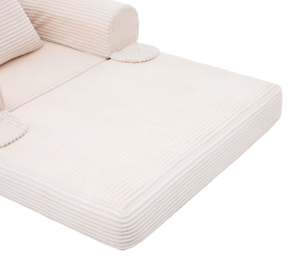 DIVANO LETTO 2 in 1 Singolo 95 cm Beige in tessuto Corduroy