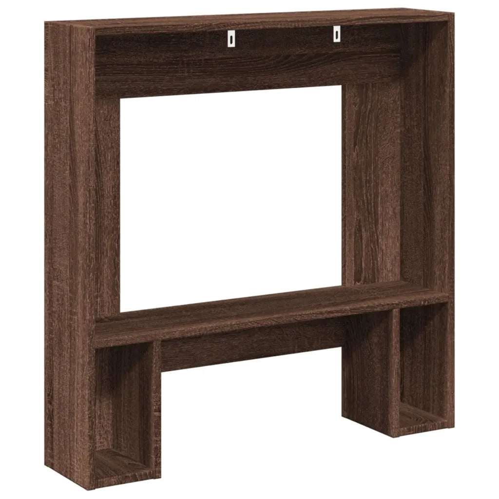 Cornice per Camino-Rivestimento per Camino Rovere Marrone 81x18x82 cm in Truciolato