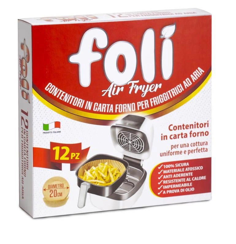FOLI CONTENITORI IN CARTA DA FORNO PER FRIGGITRICE AD ARIA ROTONDI D20CM