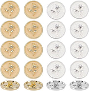 Knoppi metalliche con fiore a tema vintage, 20 pezzi, ronde, retro, dorati, per cucire abiti
