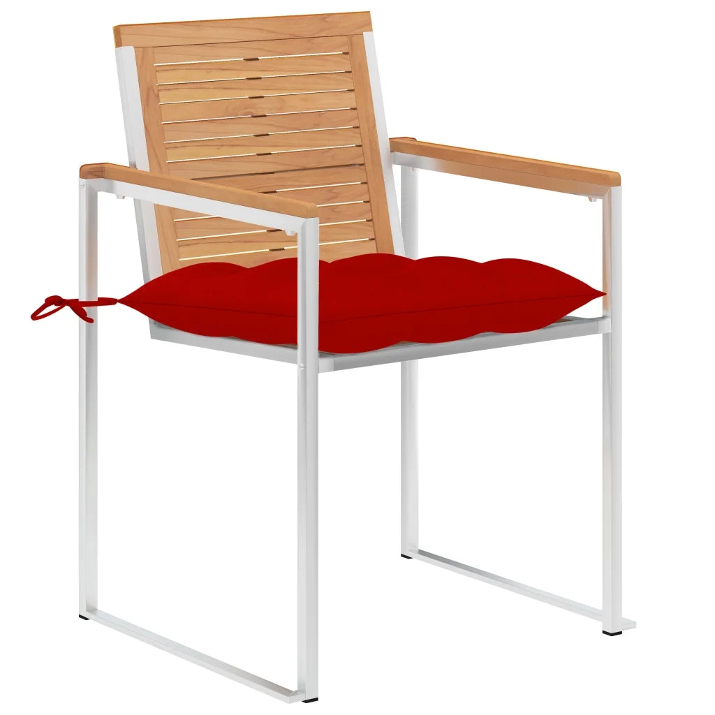 Sedie da Giardino 2 pz con Cuscini in Legno di Teak e Acciaio cod mxl 42376